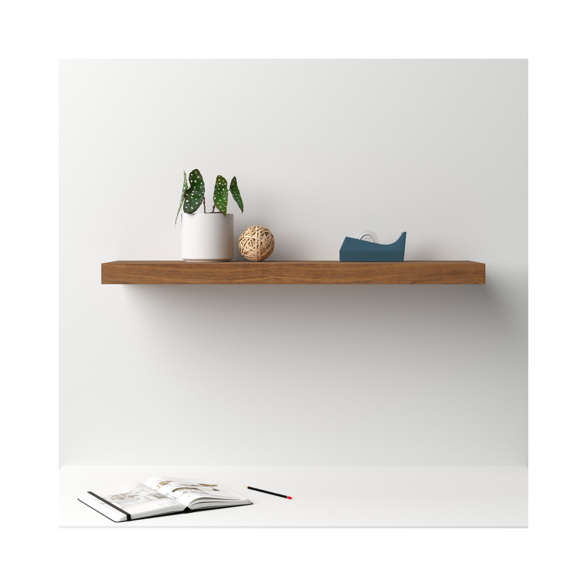 Sherice Floating Shelf, 1.97" H x 36.23" W x 10.24" D, Walnut