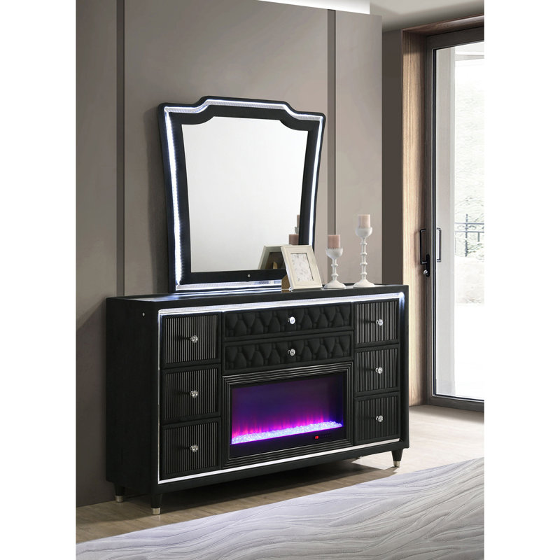 Commode avec miroir à 8 tiroirs Mika