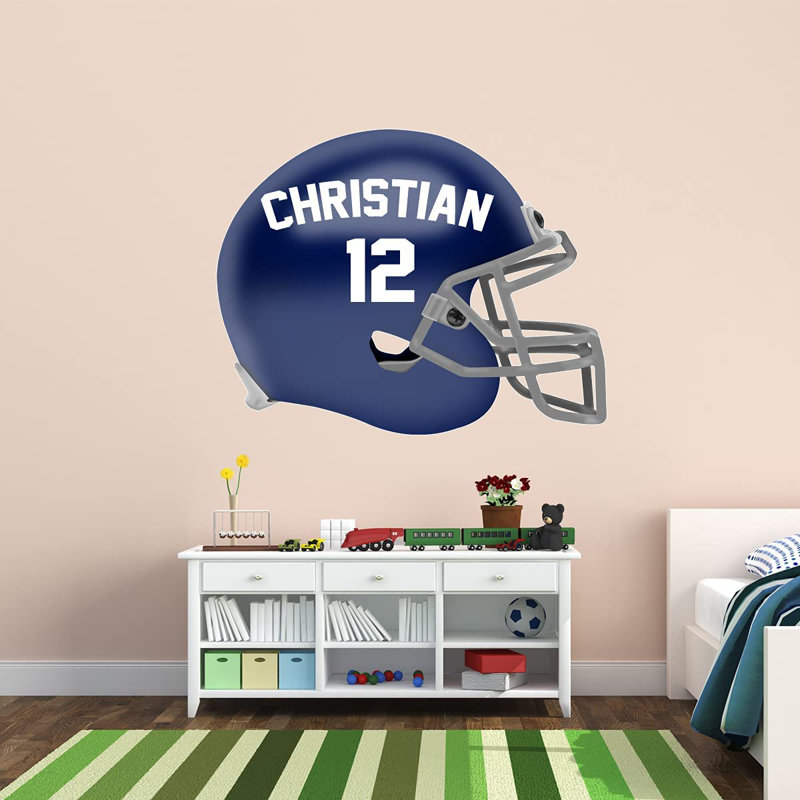 Adhésif mural casque de football, H 36 po x l 44 po, Bleu marine