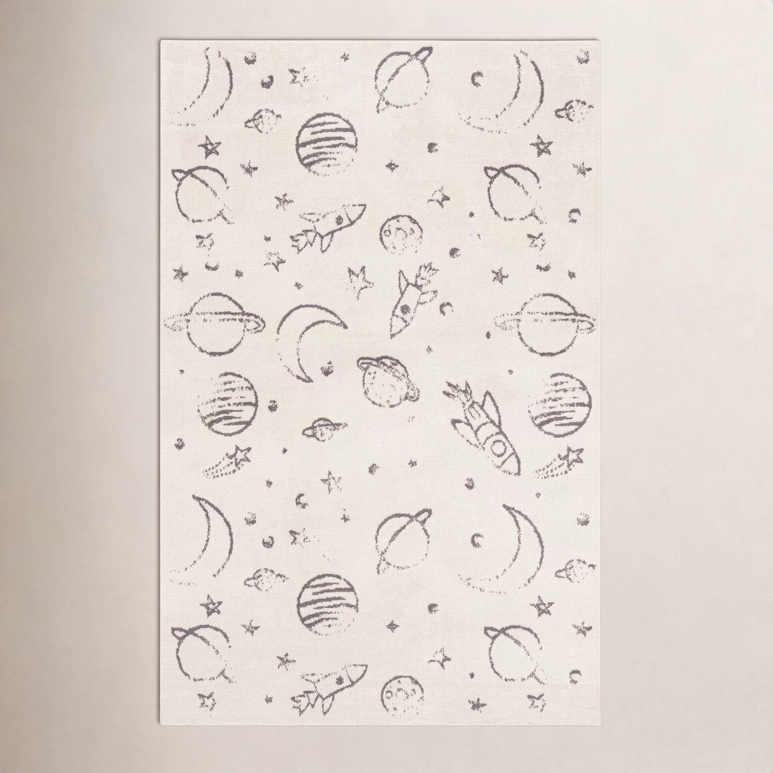 Kids Area Rug, Rectangle 7'10" x 10', Ivory