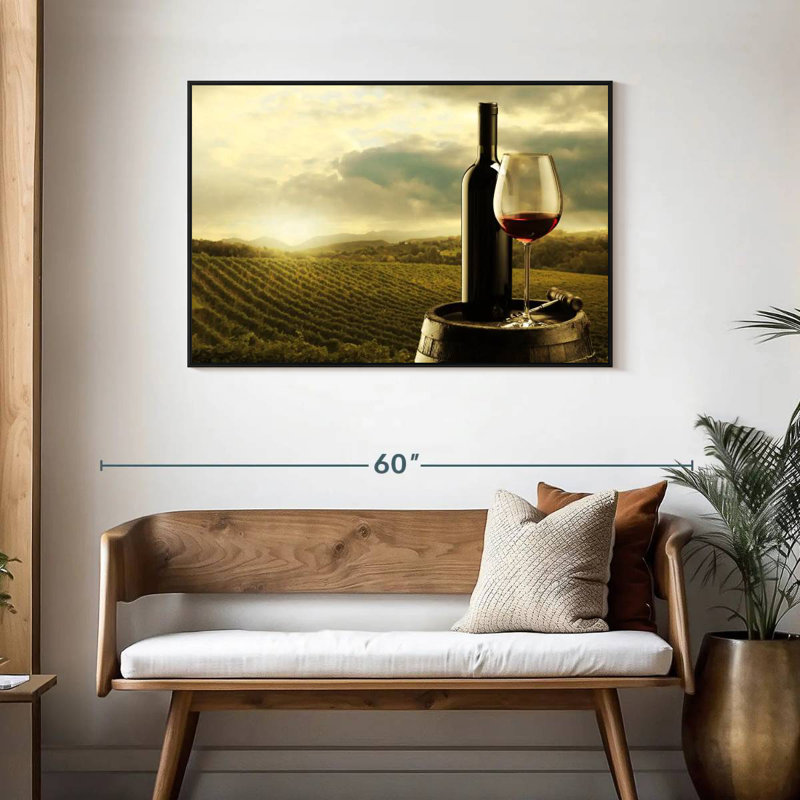 Vin rouge du vignoble, 43 po x 29 po, Cadre flottant noir