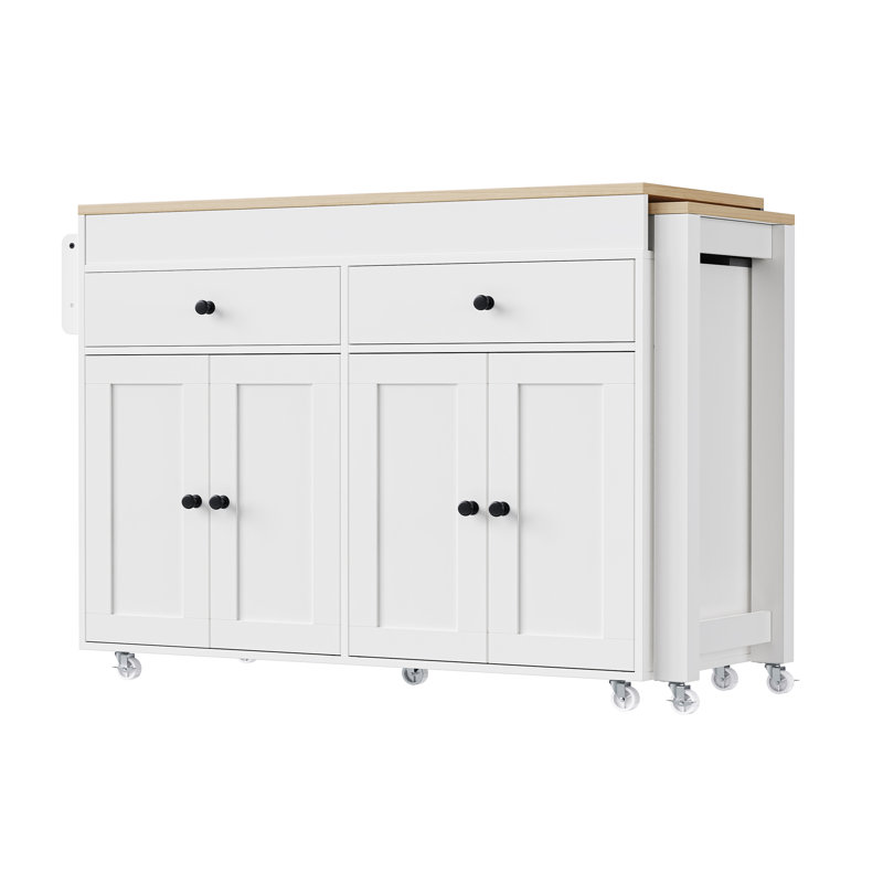 Îlot de cuisine peu encombrant avec rangement et table de salle à manger extensible
