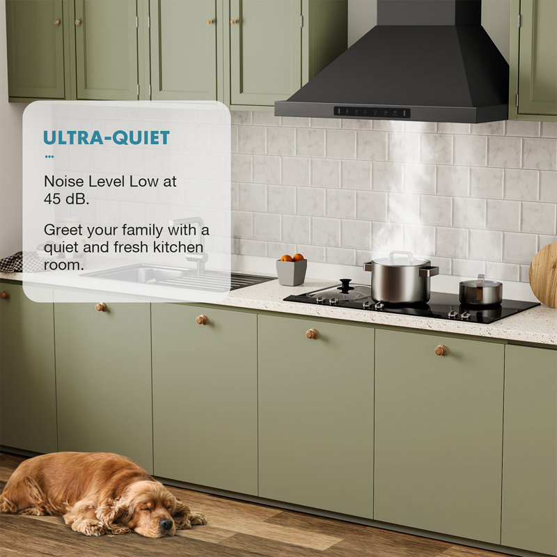 30'' 600 CFM  Ducted Wall Mount Range Hood With Intelligent Gesture Sensing and LED Lights, Matte Black