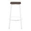 Square Barstool In Vintage White Metal And Espresso Wood-Pressed Grain Bamboo - Set Of 2