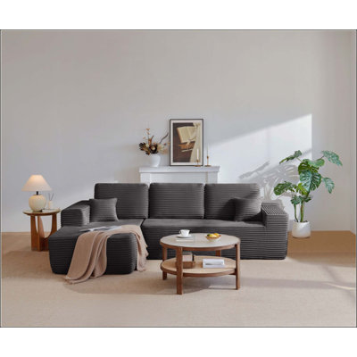 Cloud Sectional Sofa With L-Shape Chaise And Side Pockets , Modern Modular Design, Deep Seating, Upholstered Couch For Living Room/Bedroom, No Assembly Required (Plush Fabric), Left-Facing