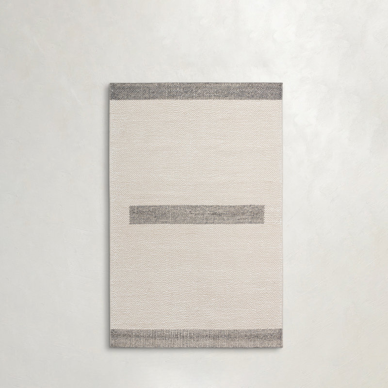 Hand Hooked Area Rug in Pewter/Ivory, Rectangle 10' x 14'