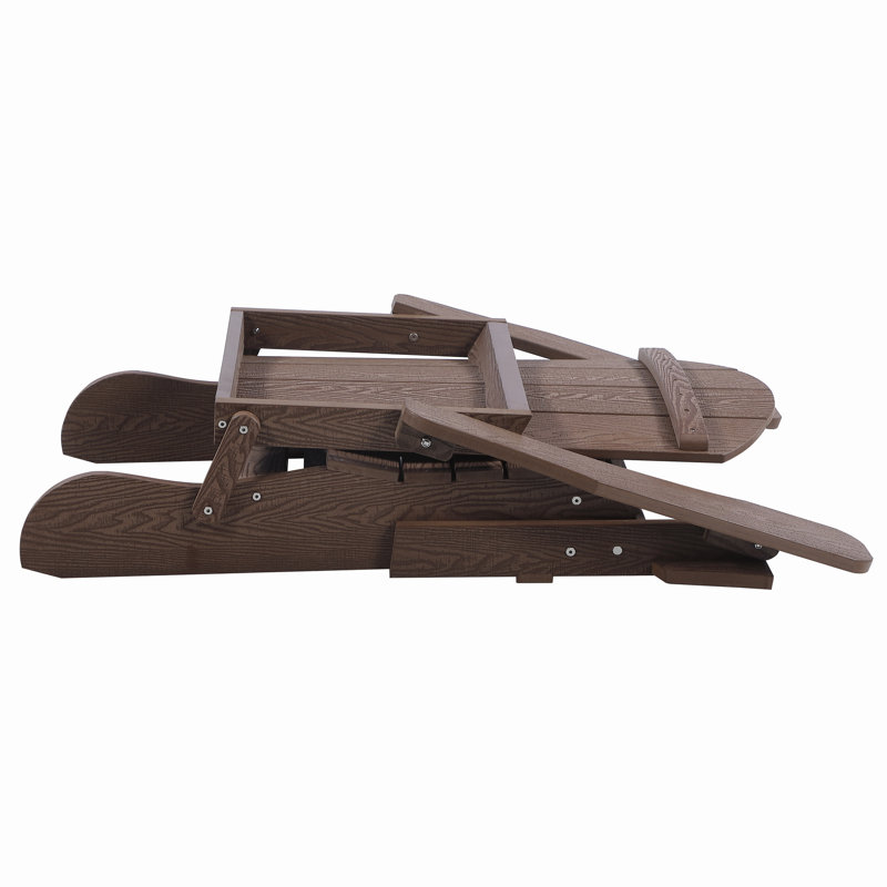 Morphew Foldable Outdoor Adirondack Chair With Ottoman, Oak Brown