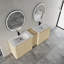 Meuble-lavabo autoportant de 213 cm avec lavabo en céramique blanche, 1 petite armoire de rangement et porte à fermeture douce-609190857