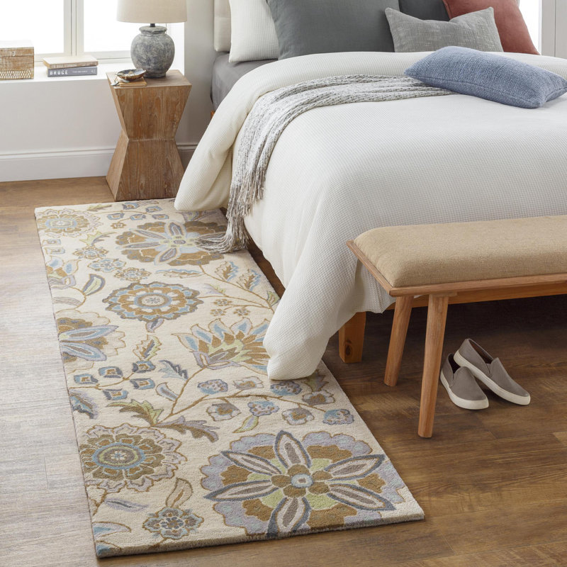 Tapis en laine touffeté à la main Elsberry, Tapis de couloir 2 pi 6 po x 8 pi