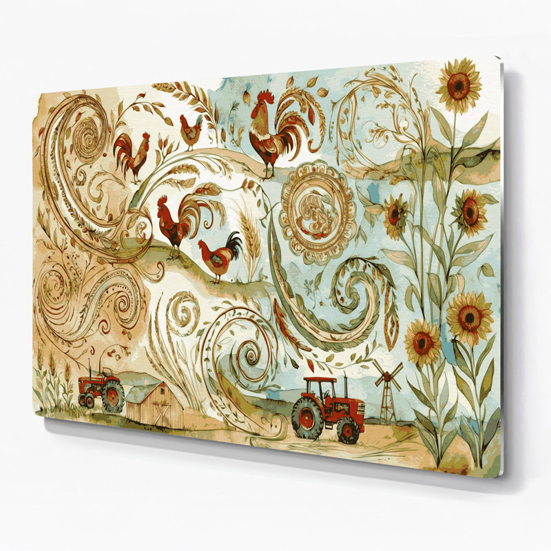 Farm Paisley Designs Beige Metal Wall Art, 11" H x 14" W