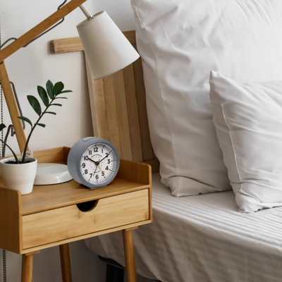 4-Inch Round Grey Atomic Analogue Alarm Clock
