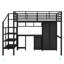 Lit mezzanine en métal avec ensemble de table et garde-robe, lit double