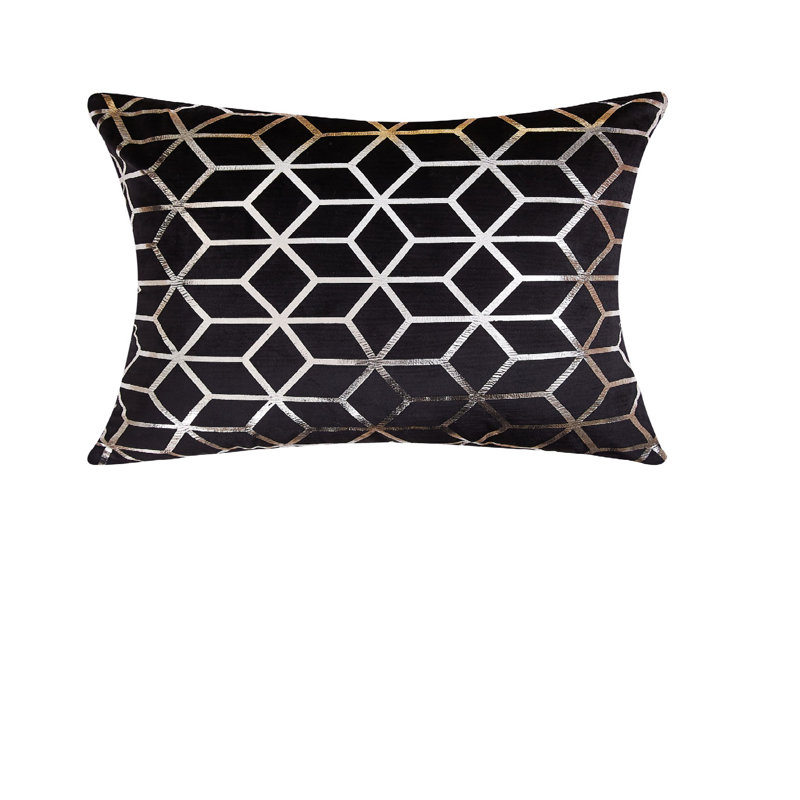 Housse de coussin rectangulaire en velours , Noir, Polyester/ Bourre en polyester