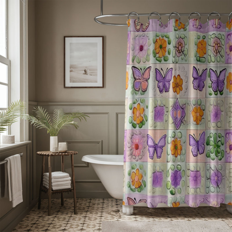 Kendrea Patchwork Shower Curtain, 74"H x 71"W