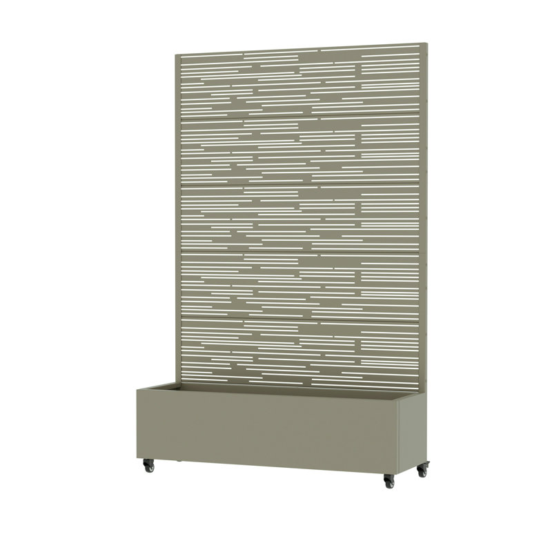6 ft. H x 4 ft. W Metal Planter Box privacy screen Garden Bed with Trellis and Wheels - Gray, Green