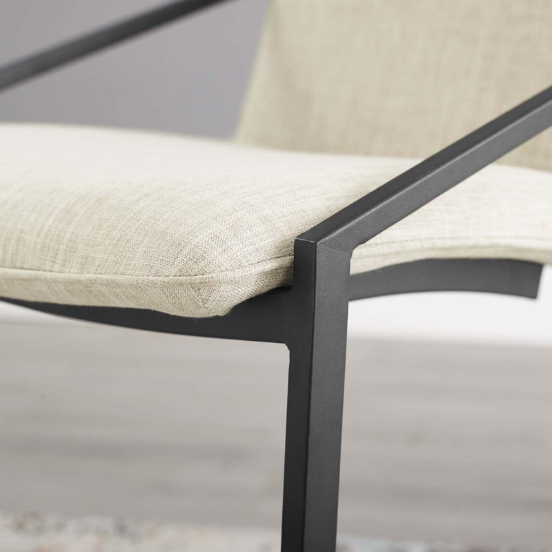 Modway Pitch Performance Velvet Dining Armchair, Beige Polyester Blend, Matte Black
