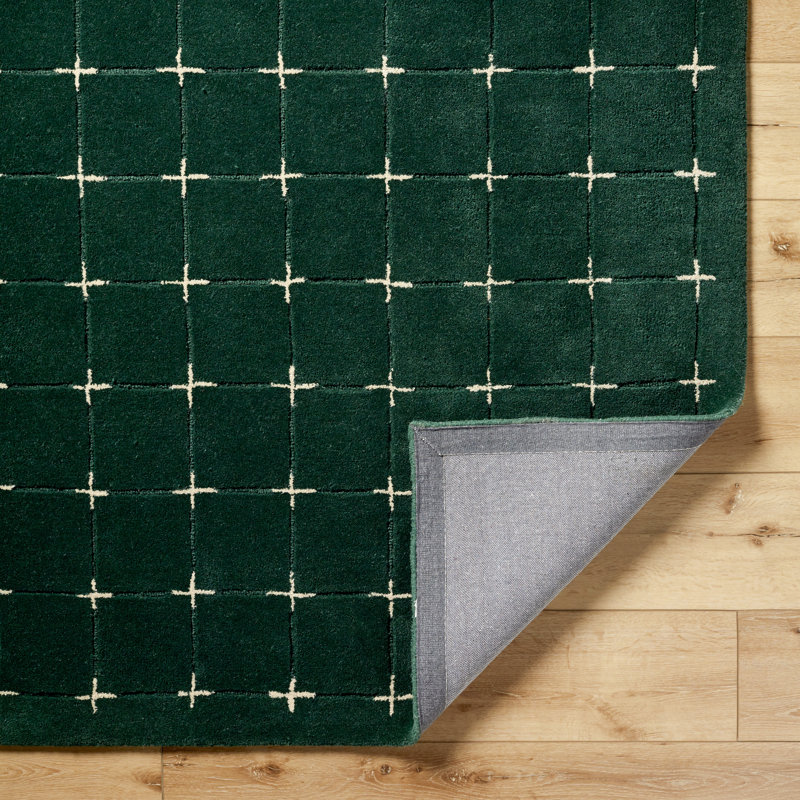 Tapis vert touffeté à la main Mallory, Rectangle 4pi x 6 pi