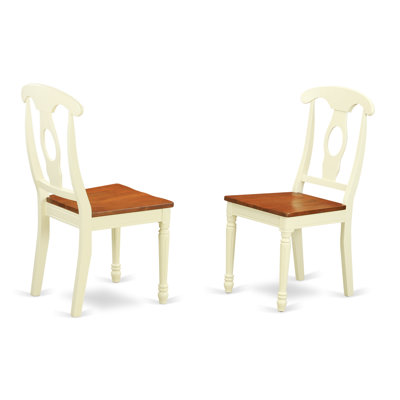 7 Piece Modern Dining Table Set Consist of an Oval Wooden Table with Butterfly Leaf and 6 Kitchen Dining Chairs, 42x60 Inch, Buttermilk & Cherry