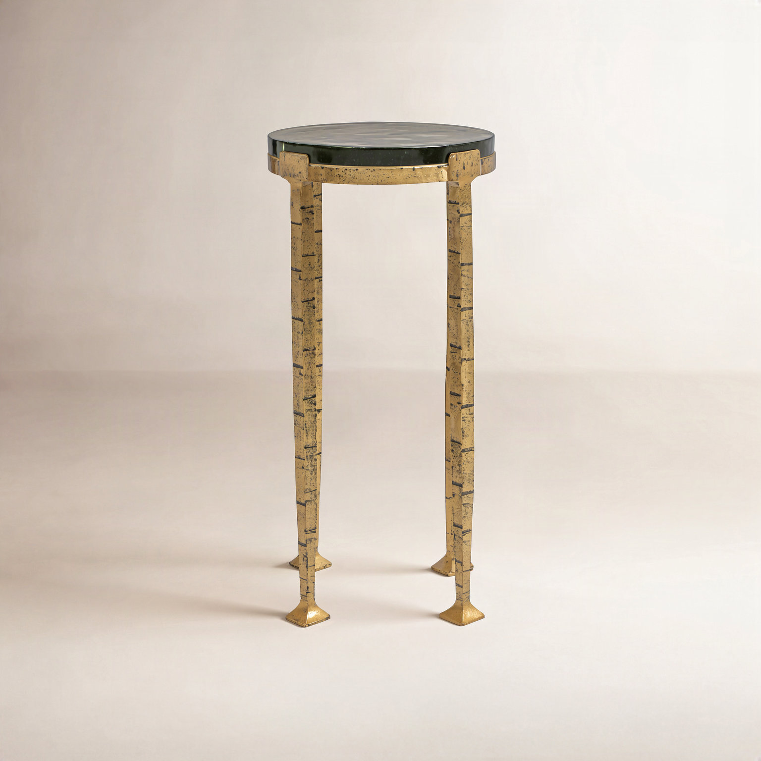 Castino 10" End Table, Smoked Glass / Brass