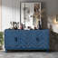 Crédence à 4 portes Retroy - Buffet de rangement bleu marine 60 "avec portes à panneau en forme de M-2134246684