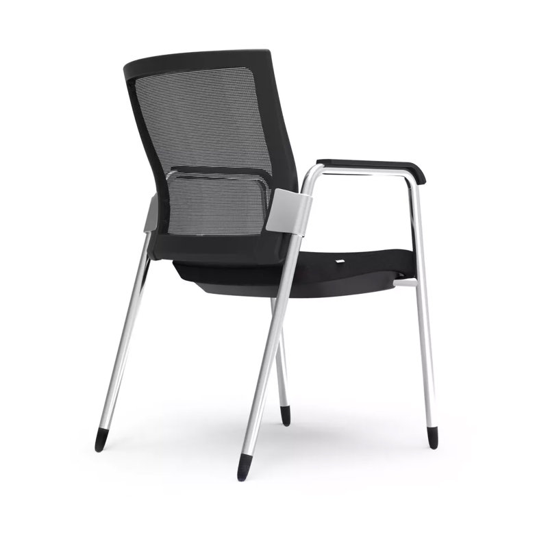 Chaise de salle d'attente en polyester 22,01 po avec structure en métal, Noir, Noir