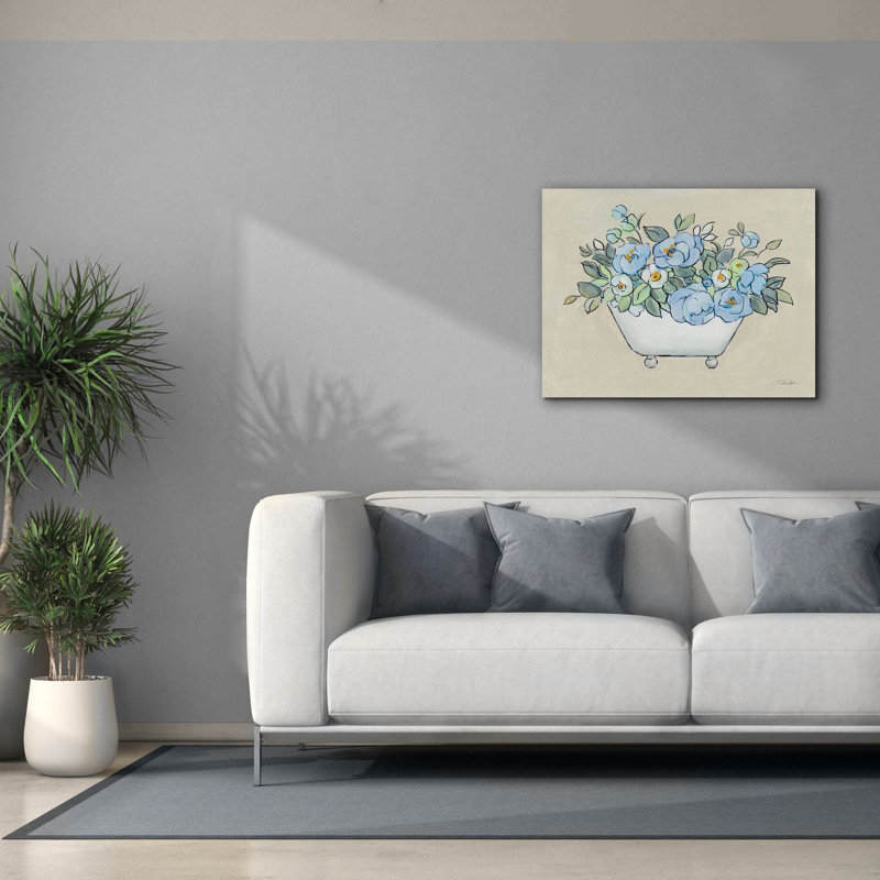  «Floral Tub 1» par Silvia Vassileva, art mural sur toile, 34 po x 26 po, H 26 po x l 34 po