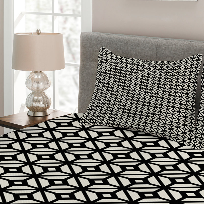 Modern & Contemporary Geometric Shapes Coverlet, King Bedspread + 2 Shams