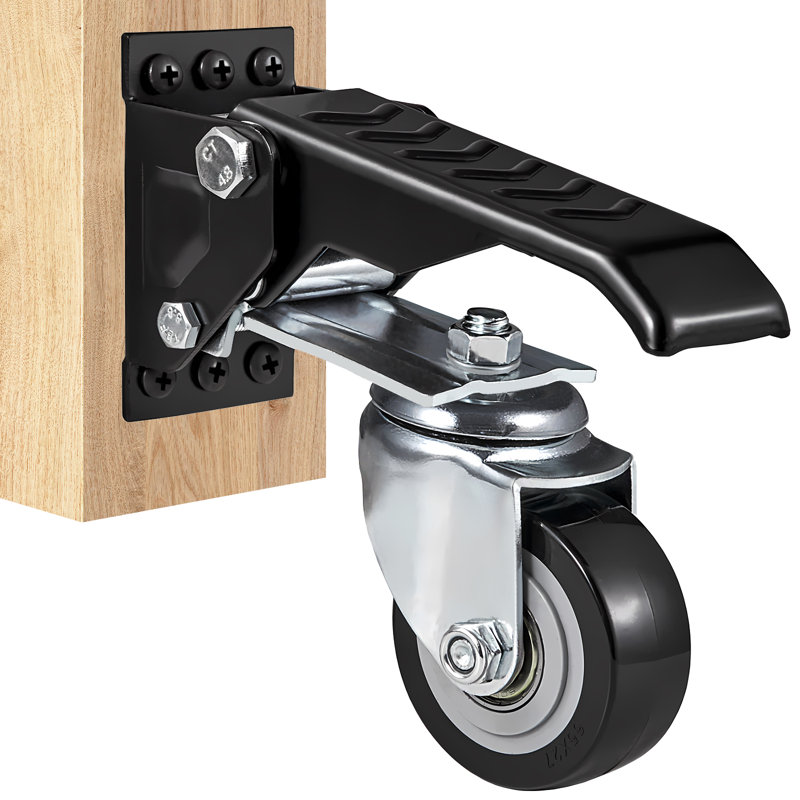 Workbench Caster Wheels, 74.8kg Load Capacity,6.3cm Heavy Duty Retractable Casters, Side Mounted Adjustable Stepdown Wheels with 360° Swivel for Workbenches, Tables, and Equipment