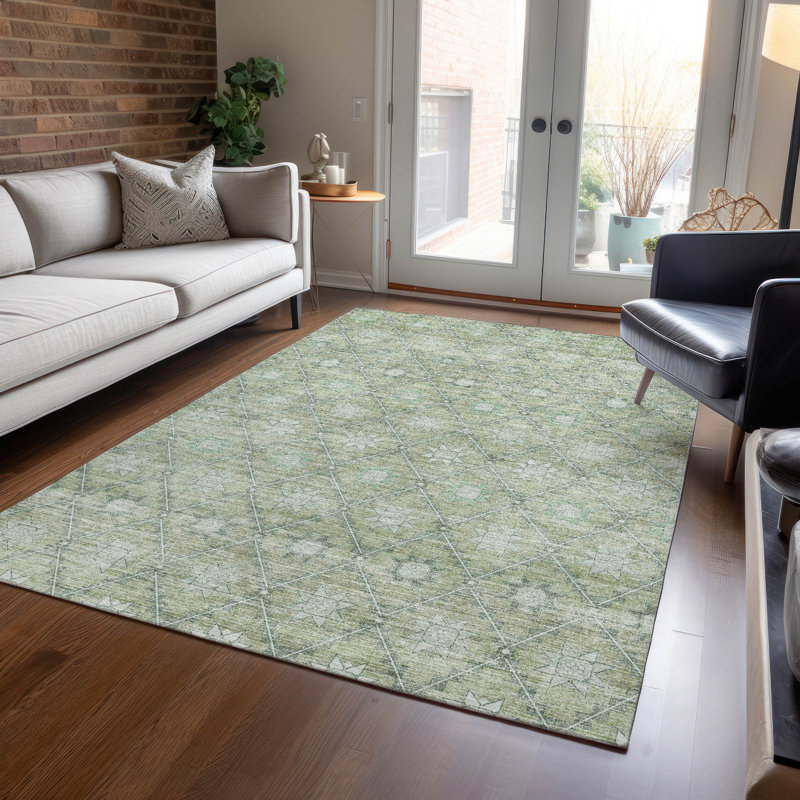 Tapis intérieur / extérieur Xhevrie lavable à la machine, Rectangle 5 pi x 7 pi 6 po