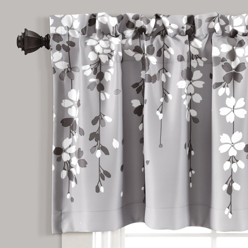 Floral Tailored Window Pelmet, Grey