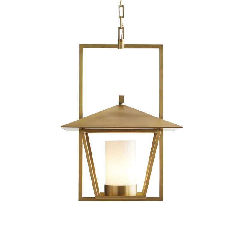 Temple 1 - Light Lantern Square Pendant, Antique Brass