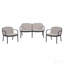 Ensemble de conversation d'extérieur 3 pièces, cadre noir avec coussin beige (2 fauteuils club et 1 causeuse)-1740754283