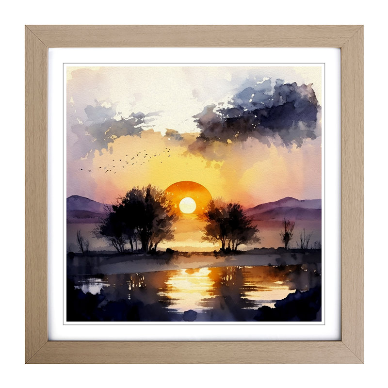 Sunrise Watercolour No.1 - Framed Print, Oak