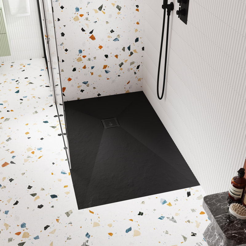 1200 x 800 mm Standard Shower Tray, 3.3cm H x 80cm W x 120cm D, Black Slate