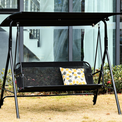 2 balancelles de patio avec auvent - parasol inclinable, filet, noir, pour le jardin, porche au bord de la piscine 2 adultes, tissu respirant, fonction d'inclinaison réglable, fabrication en acier robuste, jardin