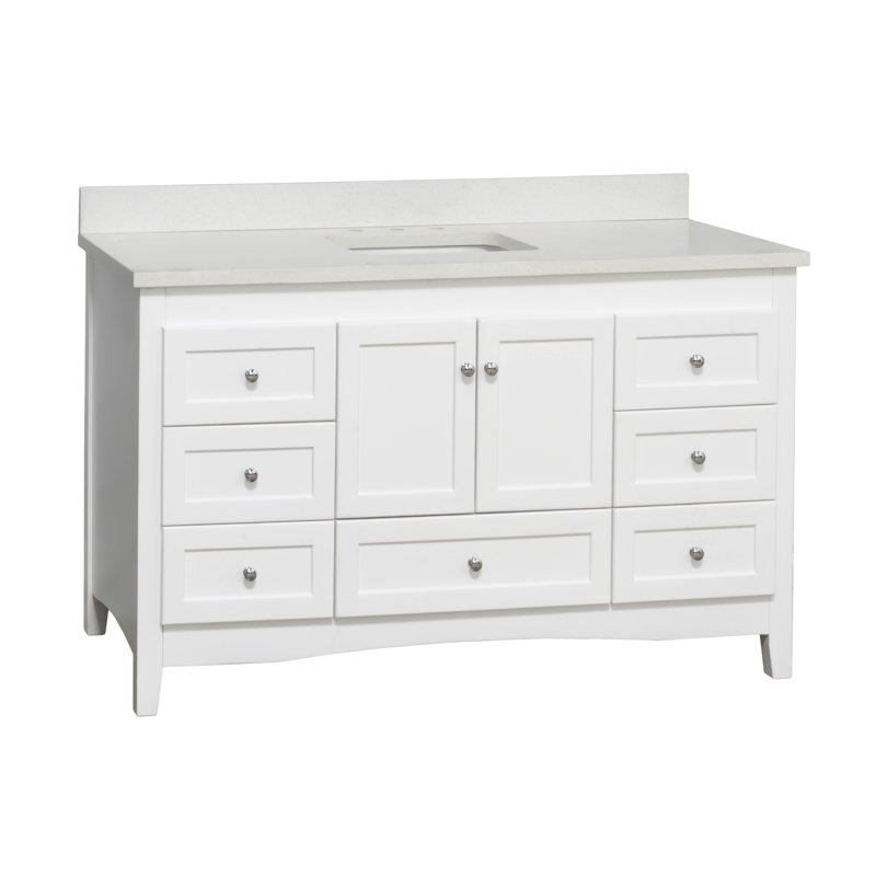 Ensemble de meuble-lavabo simple 60 po Edber, Quartz, Blanc