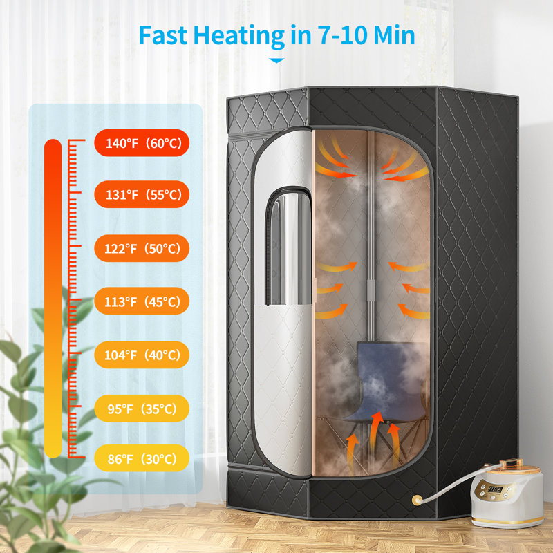 Tente portative de sauna à vapeur, sauna complet 3l 1500w avec télécommande, chaise pliable, chauffage rapide
