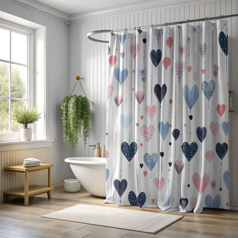 Heart Art - Rideau de douche Premium, H 74 po x l 71 po