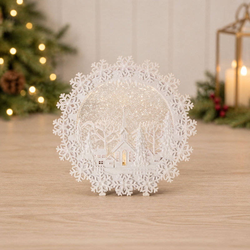 Globe à neige en plastique église scene