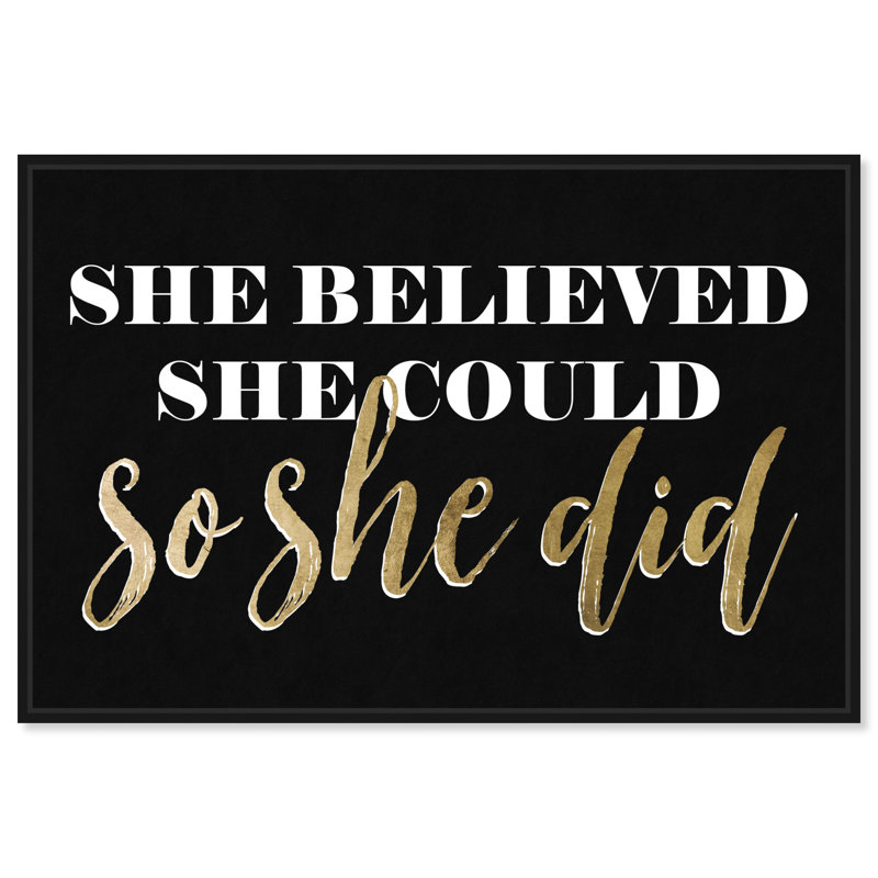 «Typographie and Quotes So She Did Black», art textuel sur toile, H 36 po x l 54 po, Toile avec cadre noir