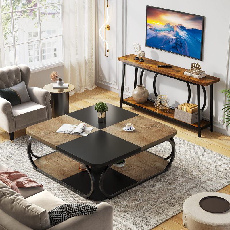 Reviel End Table, Natural/Black