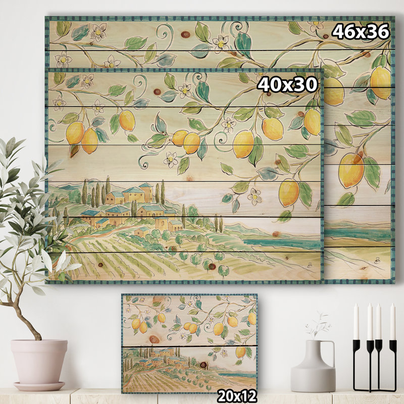 « traditionnel », impression sur bois Mediterranean Village Field I, H 30 po x l 40 po x P 1,5 po