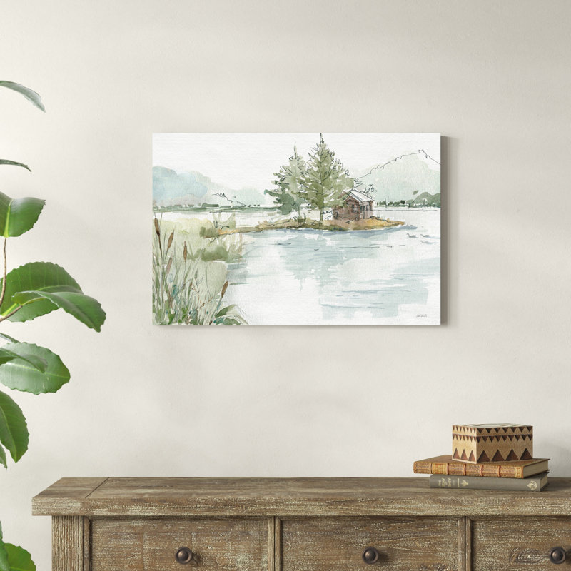 Serene Lake II, H 8 po x l 12 po, Non, Cadre photo noyer