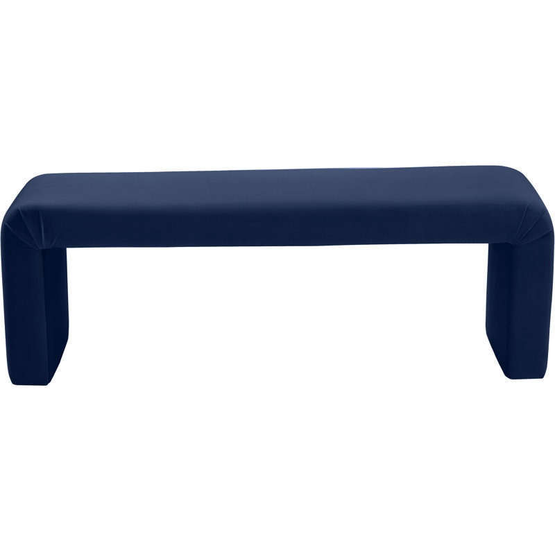 Edenborn Velvet Upholstered Bench, Navy Velvet
