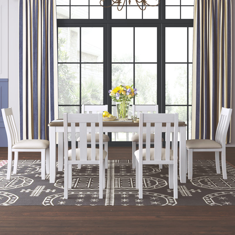 Charen 7 - Person Extendable Solid Wood Solid Wood Top Four Leg Dining Set