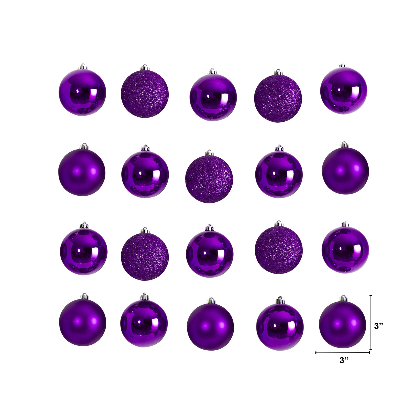Shatterproof Hanging Ball Ornament (Set of 20) , Purple