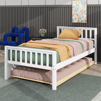 Structure de lit plateforme robuste avec lit gigogne extensible