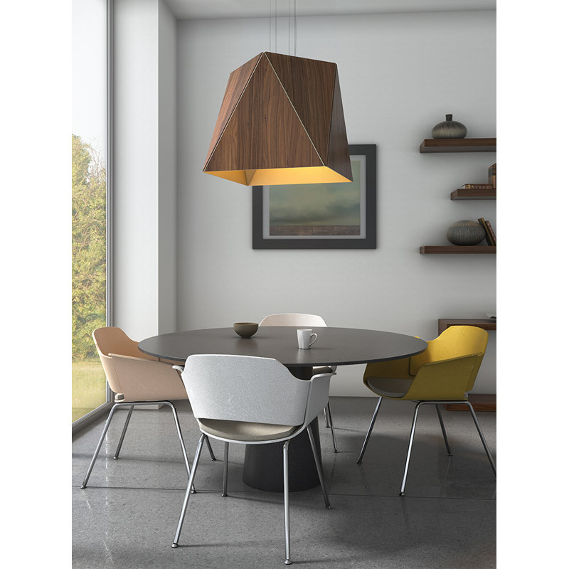 Calx 4 - Light Chandelier, Dark Stained Walnut/Brushed Brass
