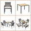 Ensemble de table de salle à manger 5 pièces avec trou pour parasol pour jardin, cour et pelouse-763650050-763650054