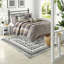 Ensembles de literie confortables de 7 pièces, style campagnard à chevrons en polyester pour la maison